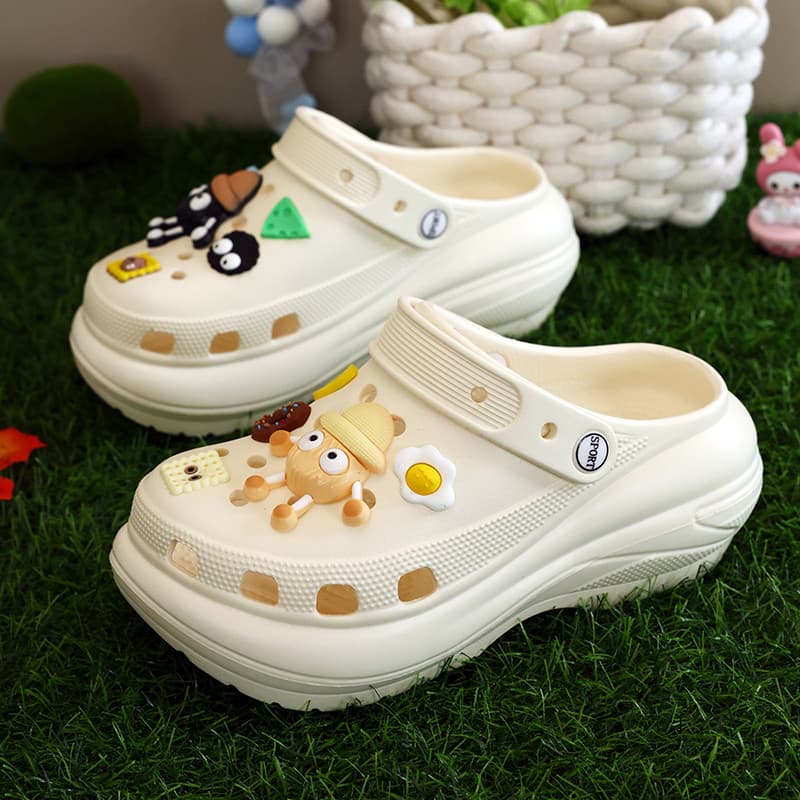 Puff buraco sapatos femininos verão novo estilo de sola grossa aumentando sandálias Anti-deslizamento ao ar livre praia