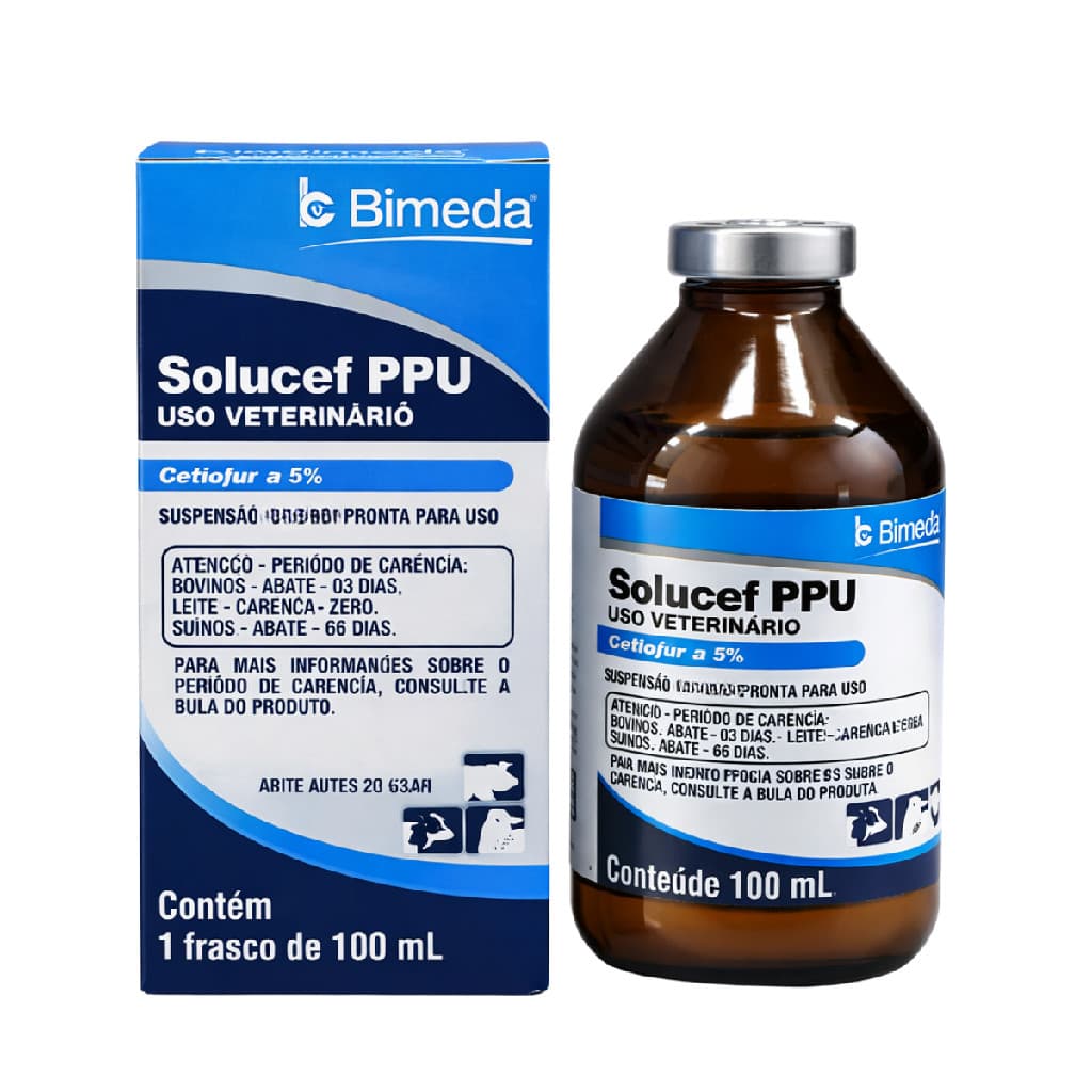 Solucef PPU 100ml Ourofino Antibiótico Bovinos e Suínos