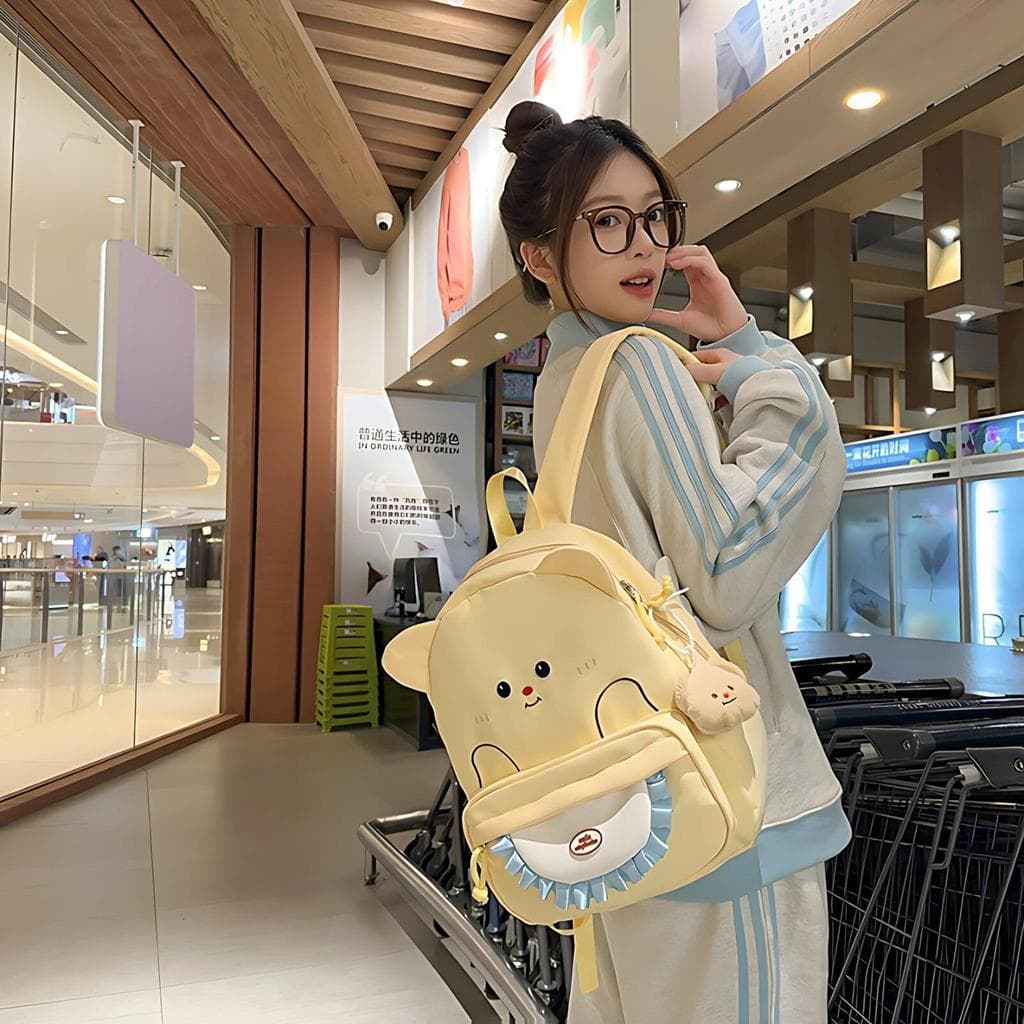 Japonês bonito babador mochila estranho criativo All-Match Casual saco de escola primária macio menina mochila
