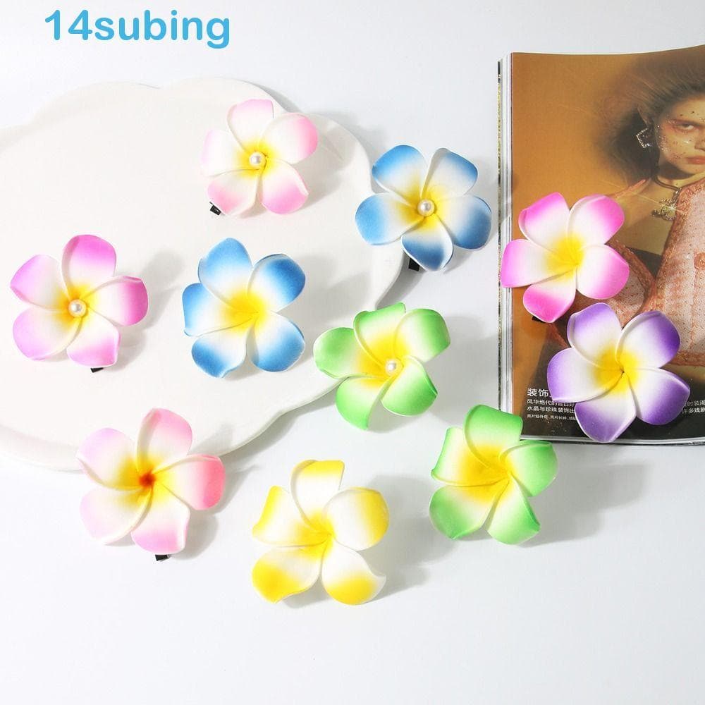 SUBING Grampo De Cabelo De Flor , Grampos Gradiente De Tamanho Médio Frangipani , Clipe De Bico De Pato Para Meninas De