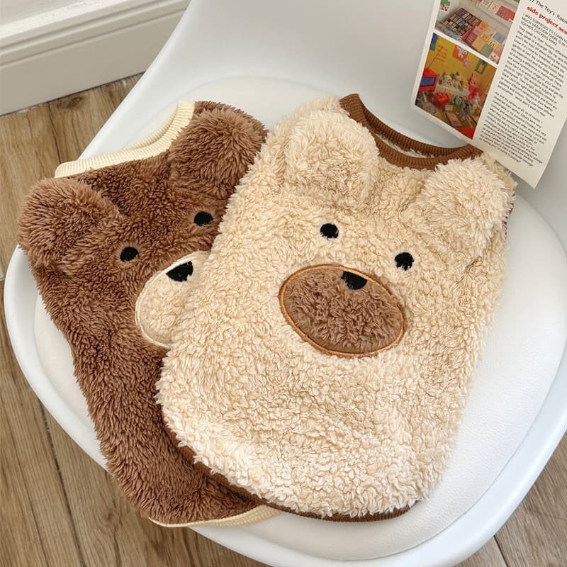 Roupas Para Cães Shitzu Teddy Plush Cat Kitten Costume Bear Design Colete De Cachorro Casal Inverno