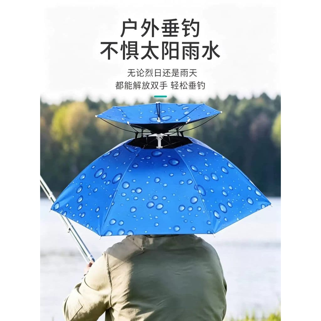 Boné de guarda-chuva montado na cabeça, guarda-sol, pesca, colheita de chá, chapéu respirável ao ar livre, saneamento, t