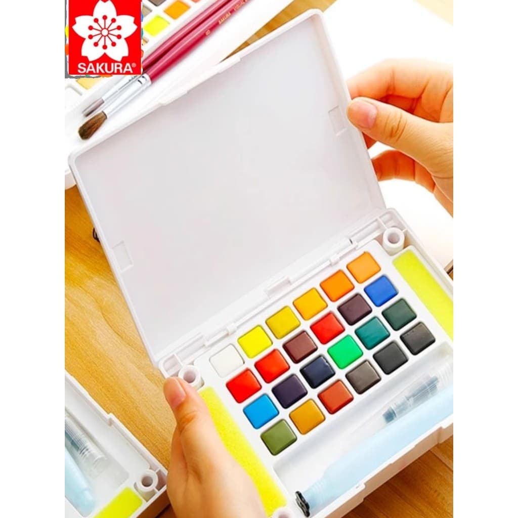 Sakura marca tinta aquarela sólida 24/36/48 cores Terrence estudante uso portátil conjunto de tinta aquarela perolada