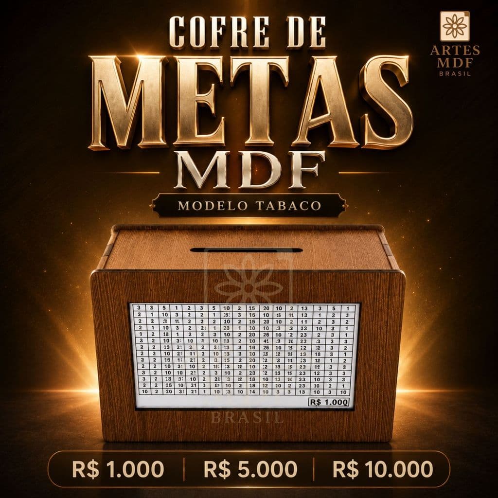 Cofre de MDF Tabaco Cofre Desafio 1000 5000 1000 Cofre Japonês c/ contador