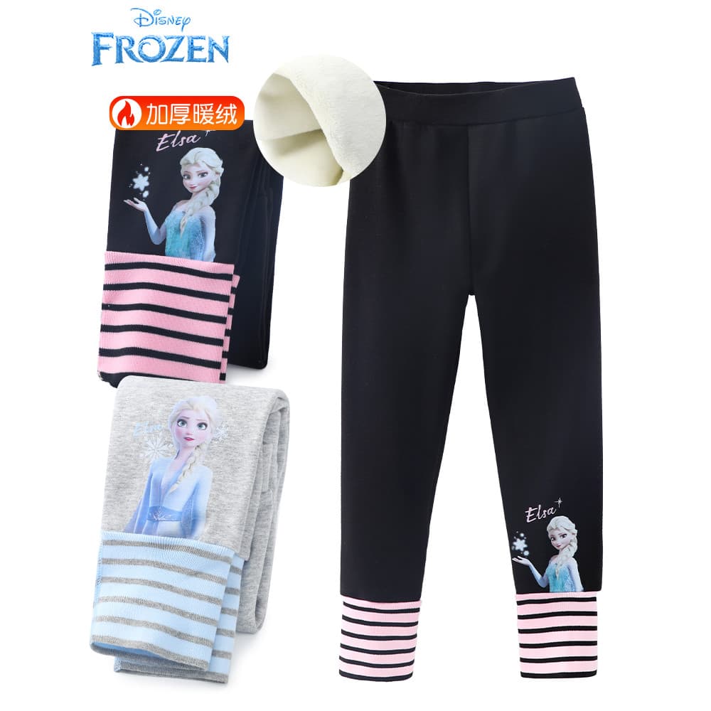 Meninas Leggings velo-calças de lã Disney princesa Elsa crianças calças outono inverno estilo bebê calças quentes exteri