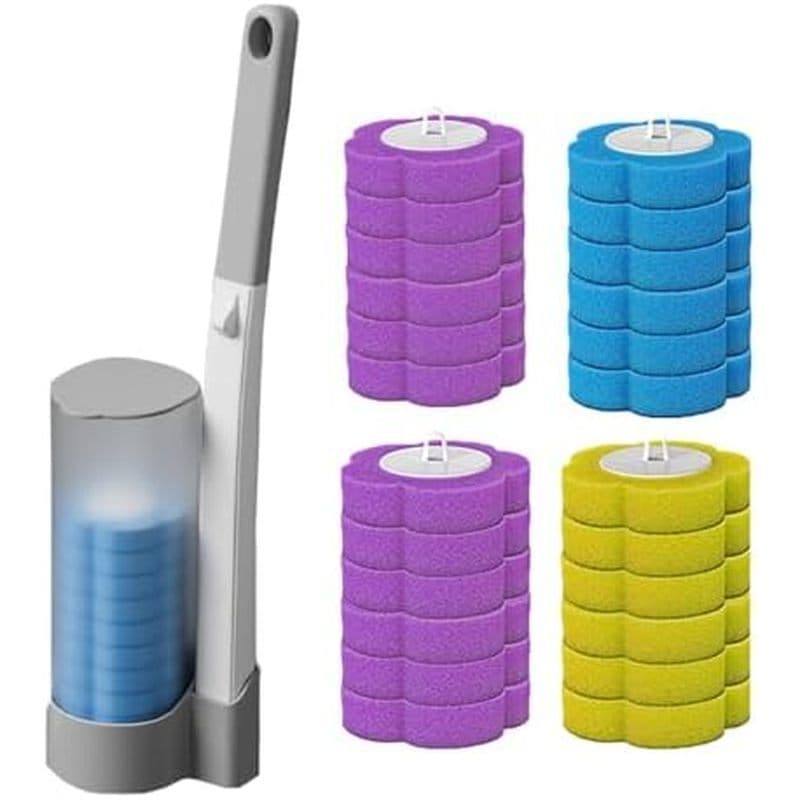 Escova De Vaso Sanitário Descartável , Sistema De Limpeza Banheiro Com 30 Cabeças De Reposição , Conjunto De E Tampa De