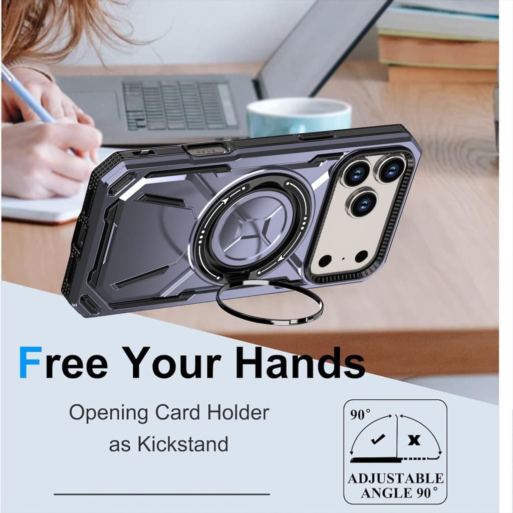 IPhone17ProMax Capa de telefone armadura dourada de segunda geração Apple 16 Suporte magnético Capa protetora com tudo i
