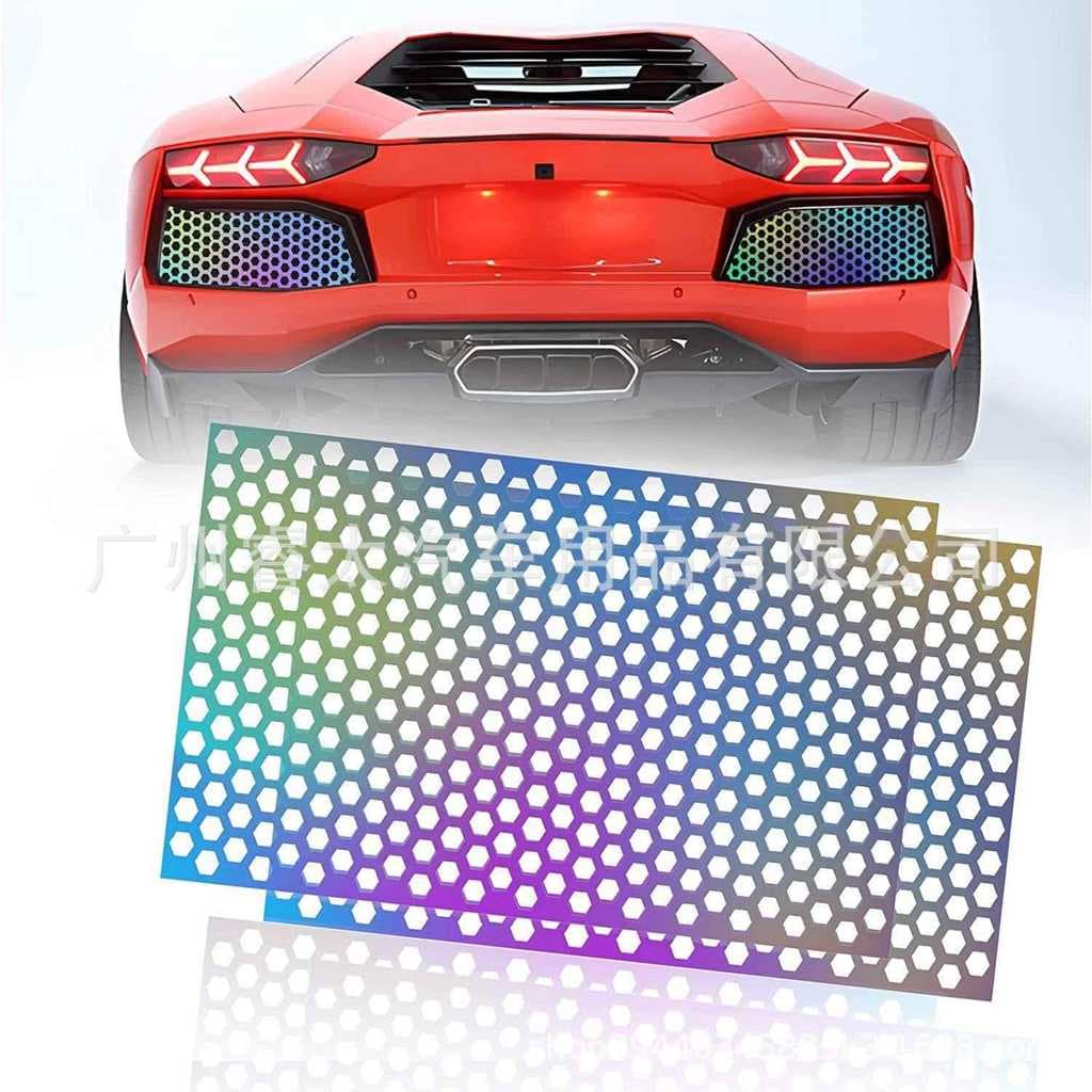 Luz traseira do carro favo de mel escala de peixe forma adesivo decalque luz da cauda adesivo decorativo traseiro abajur