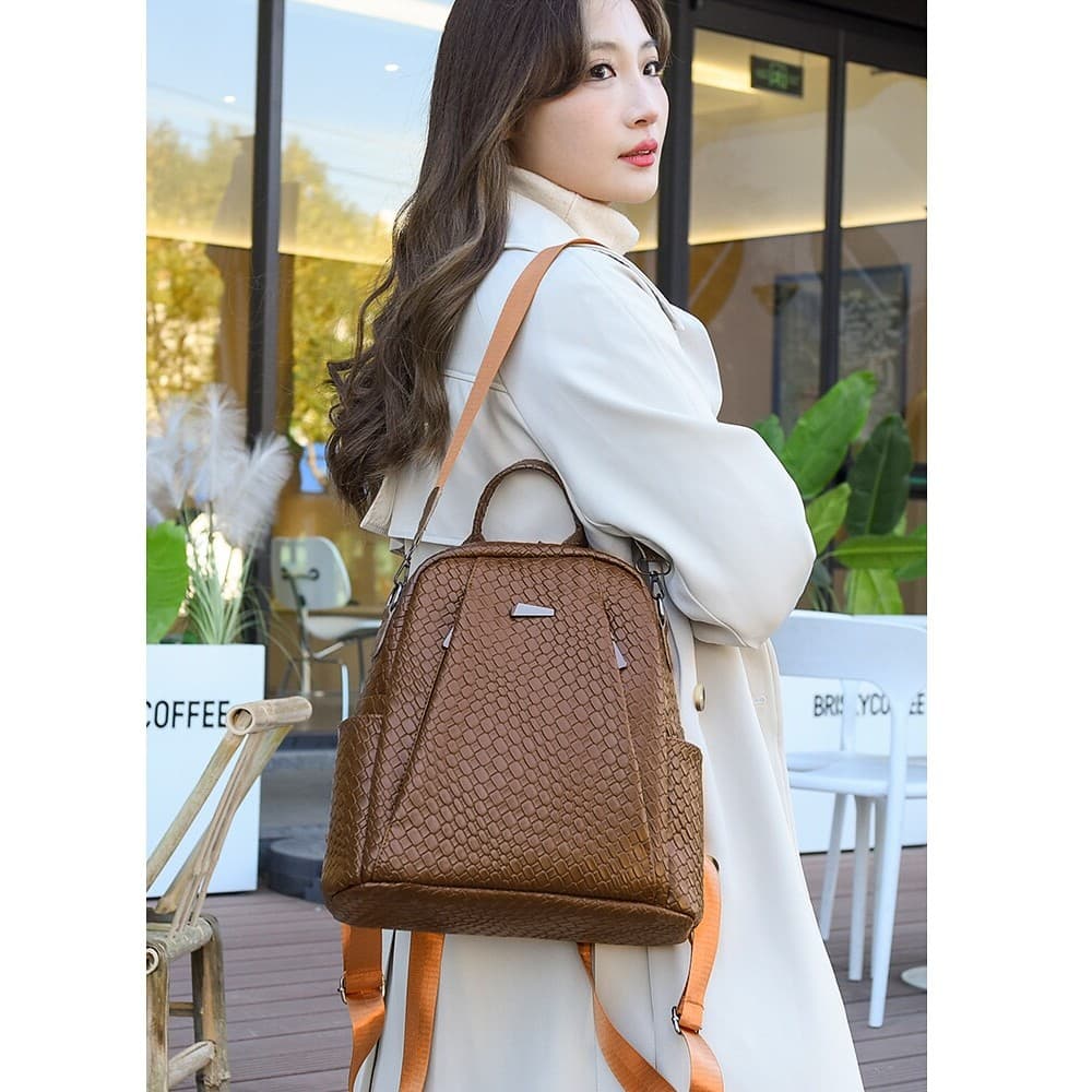 Contador genuíno mochila feminina versão coreana 2023 novo estilo de couro macio mochila de viagem Casual All-Match moda