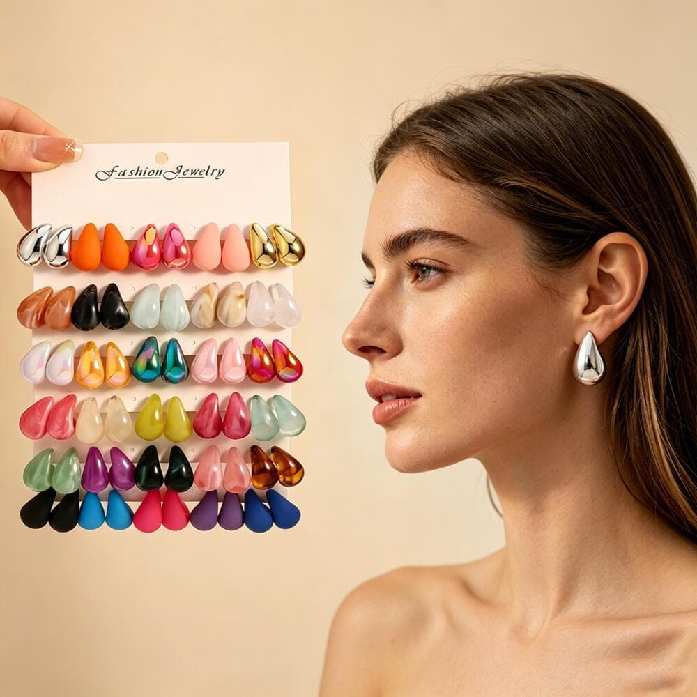 5 Pares/Set Moda Europeia Multicolorido Brincos De Gota De Água Sólida Multi Conjunto Resina Epóxi Gotejamento Lágrima P