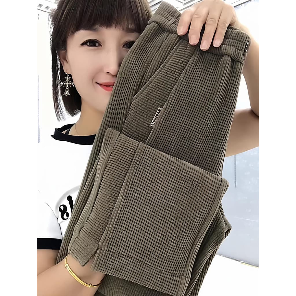 Shenzhen South Oil Roupas femininas Chenille Calças de pernas largas Forro de lã feminino engrossado Drape cintura alta