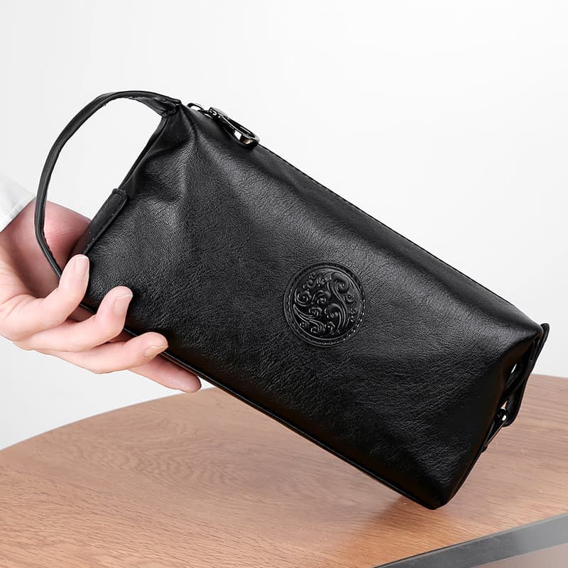 2025 novo estilo bolsa masculina textura de couro genuíno Casual saco de embreagem saco de embreagem na moda clipe saco