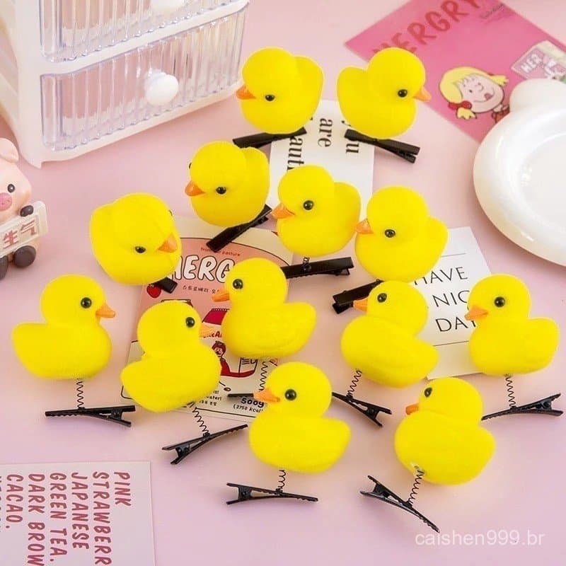 Kit 6 Peças Acessório Cabelo Infantil Cabelo Maluco Escola Volta as aulas Pintinho Amarelo