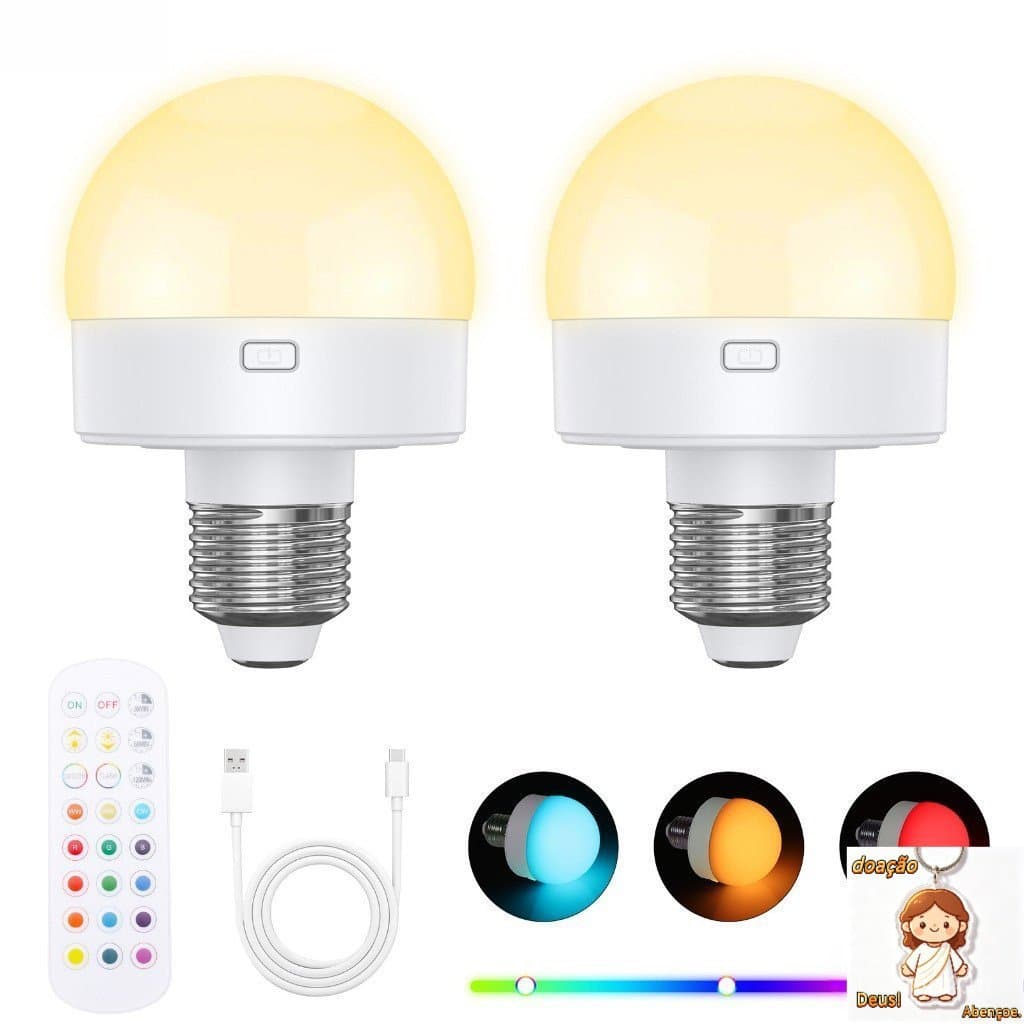 Lâmpadas Recarregáveis ORIA E26/E27 Removíveis Com Controle Remoto De 12 Cores RGB Para Quarto , Sala De Estar , Cozinha
