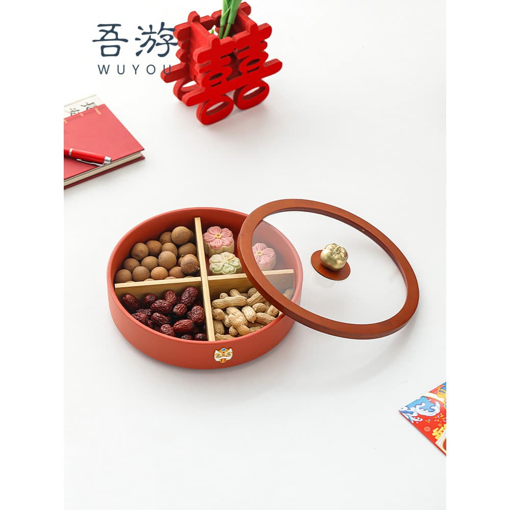 Ano novo chinês doméstico prato de frutas secas armazenamento suprimentos festivos cerâmica chinesa casamento sementes d
