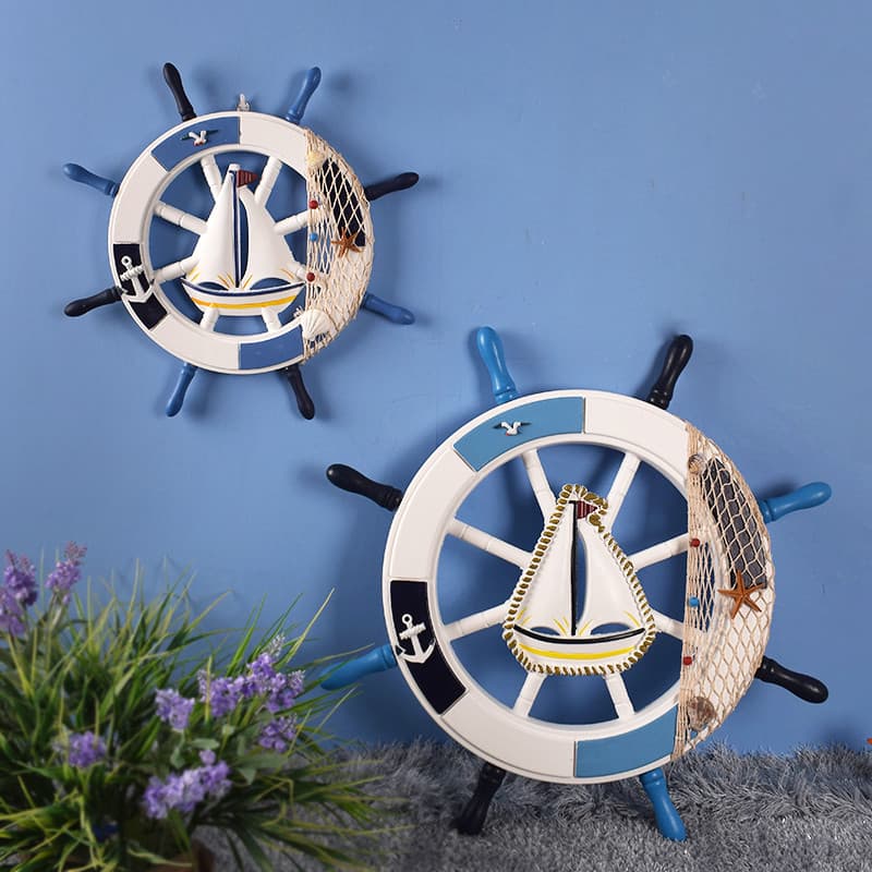 Estilo mediterrâneo leme de madeira volante decoração pingente criativo casa quarto das crianças fundo parede pendurado