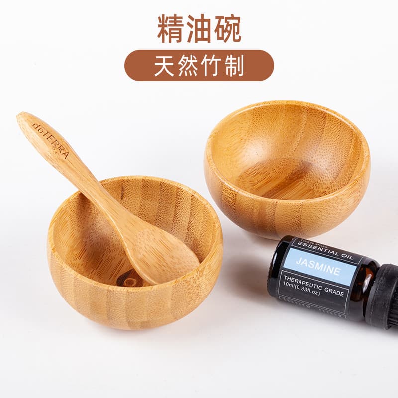 Tigela de bambu Natural colher aromaterapia massagem óleo modulação tigela óleo essencial tigela ajuste óleo prato belez