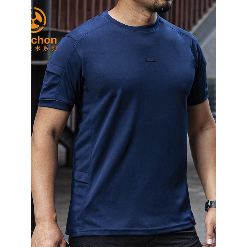 Unken tático verão de secagem rápida respirável confortável elegante camiseta esportes ao ar livre em torno do pescoço c