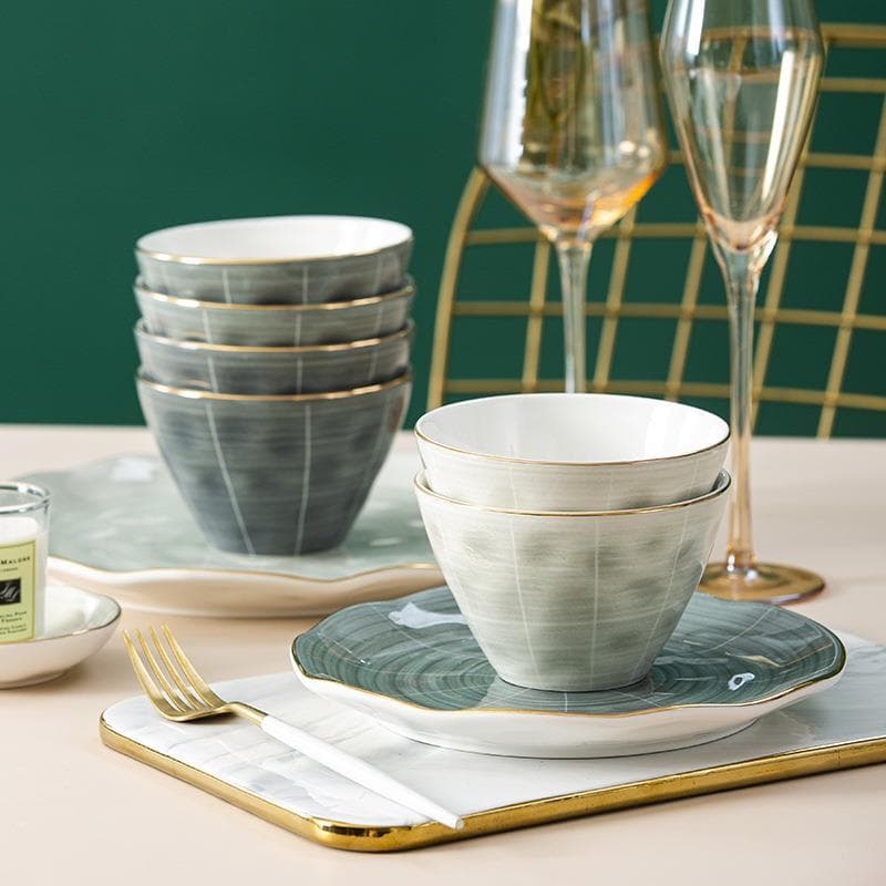 Samp Nordic luz criativa luxo Phnom Penh cerâmica utensílios de mesa moderno único tigela arroz sopa placa combinação do