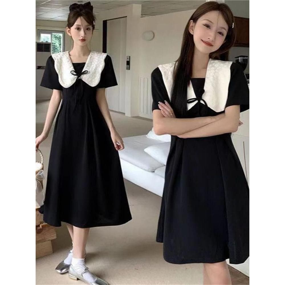 Doce menina vestido gordura mm francês cintura estreita mais magro olhar redução de idade boneca colar Retro nicho namor