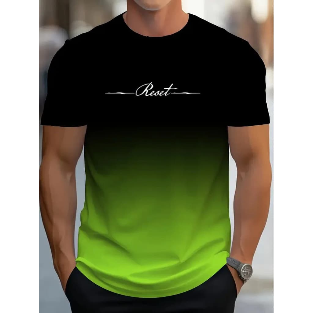 Redefinir Carta Impressão 3D Esportes Secagem Rápida Respirável Masculino Plus Size Camiseta Rua Casual Moda Tendência C