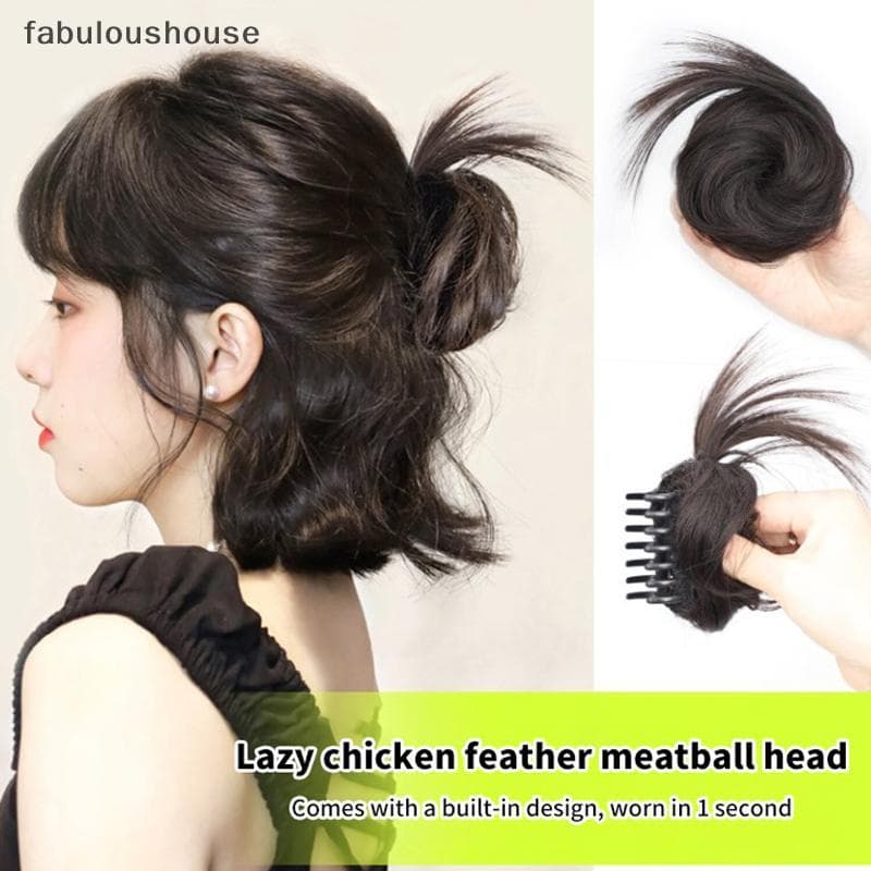 Cabelo Sintético Coque Encaracolado Peruca Emocionante Clipe Cabeça De Almôndega Elástico Rabo De Cavalo Extensões De Sc