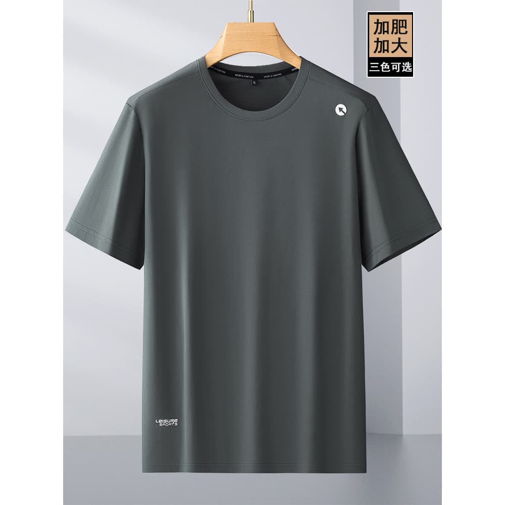 Roupas masculinas de tamanho grande verão malha de manga curta de secagem rápida camiseta cara gordo tamanho grande Casu