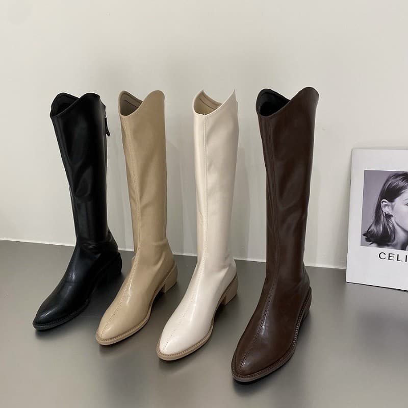 Botas de moda feminina 2026 primavera outono novo estilo All-Match botas na altura do joelho mulheres Martin botas de so