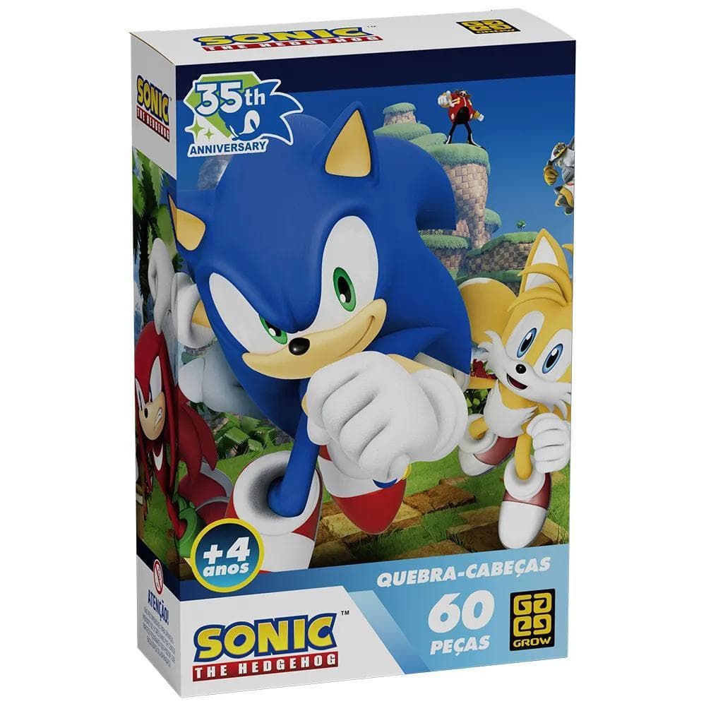 Quebra Cabeça Sonic The Hedgehog 60 Peças Grow