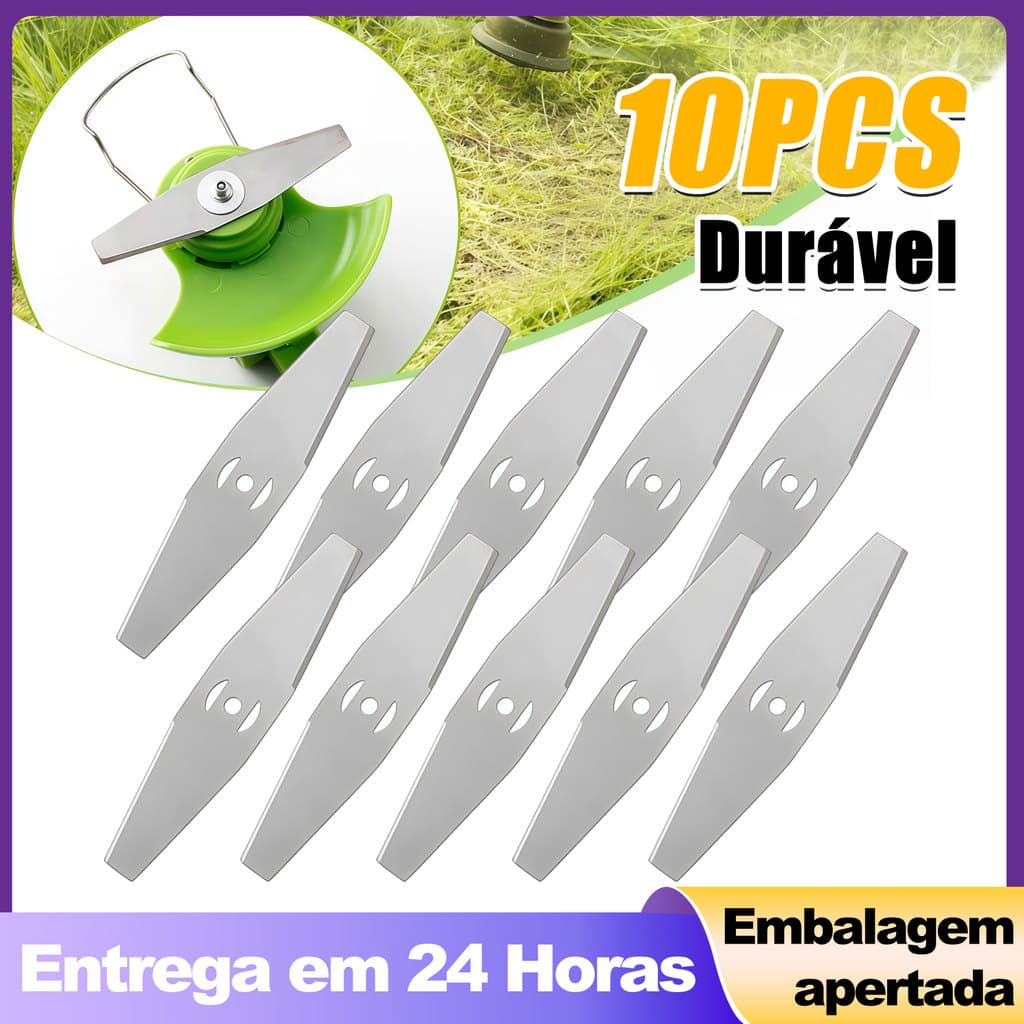 Kit 10 Lâminas Facas Serra Para Roçadeira Aparador Cortador De Grama Aparador De Bermas