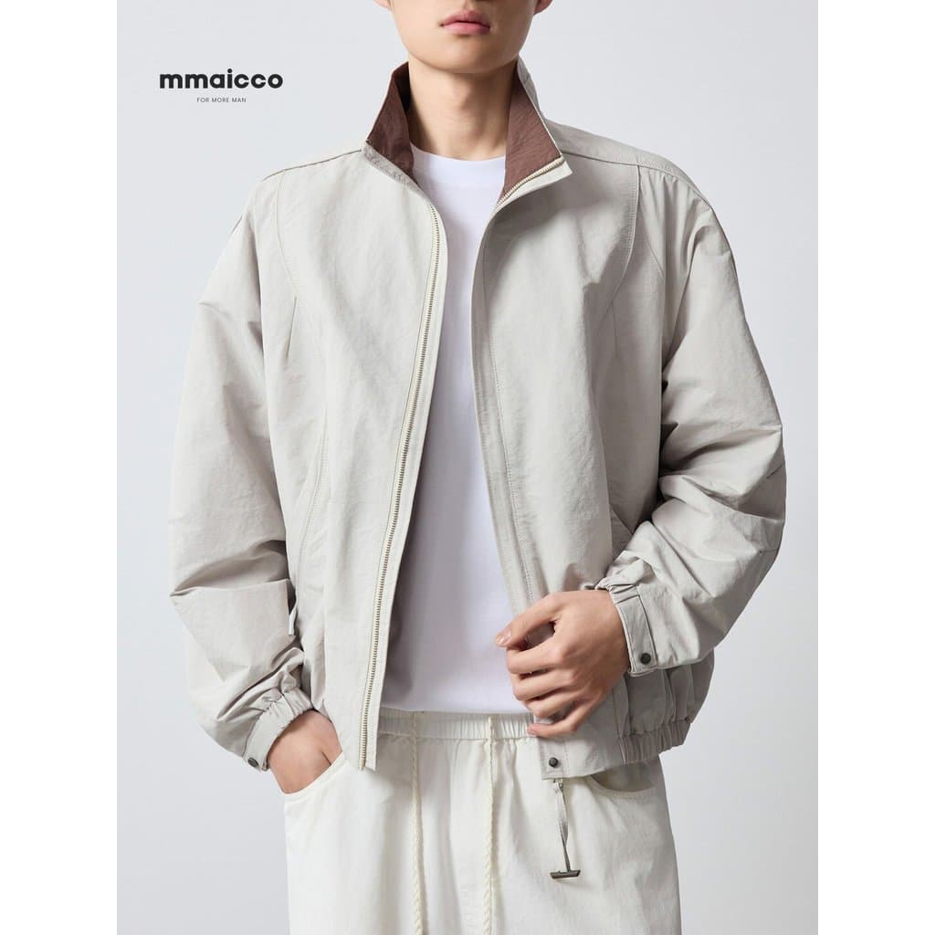 Momaike masculino americano casual gola alta jaqueta masculina 2026 primavera novo estilo Bane estilo casual jaqueta sup