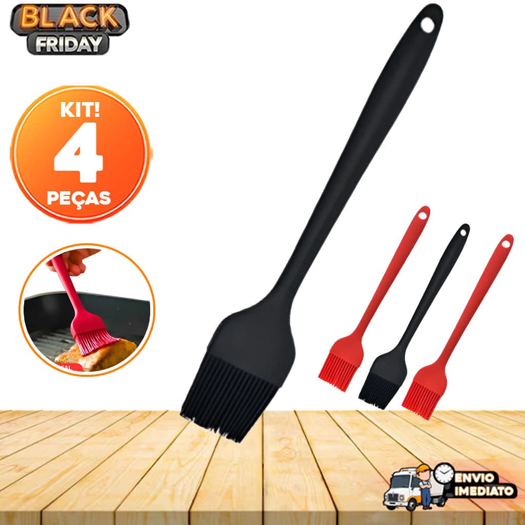 Kit com 4 Pincéis de Silicone Resistente para Confeitaria e Cozinha - Alta Qualidade para Pincelar