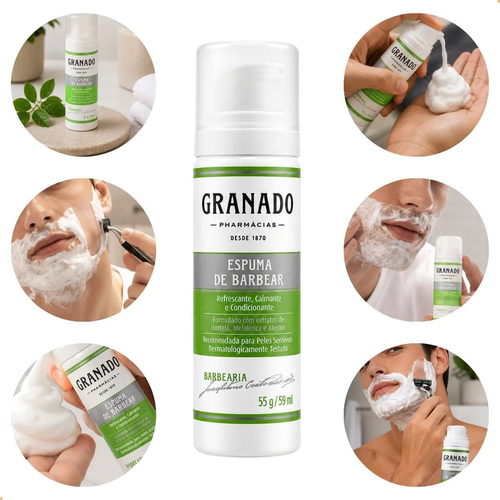 Espuma De Barbear Cremosa Granado 59ml Pele Sensível Viagem