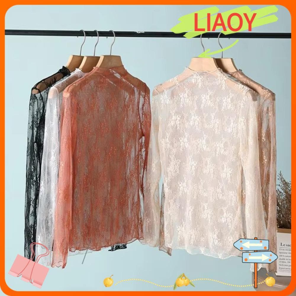 Camiseta LIAOYING , Blusa Preta Transparente De Manga Comprida , Blusas Femininas De Malha