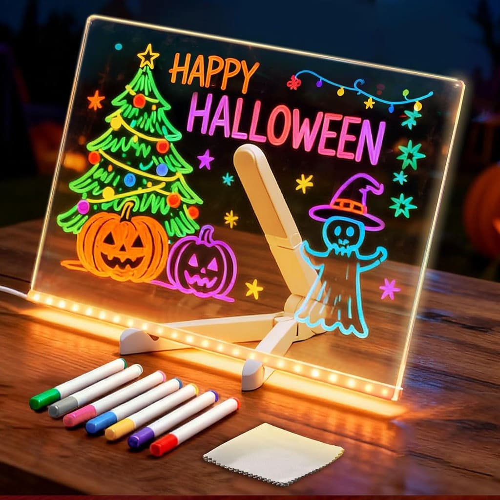 Quadro de Desenho LED para Crianças de 12 Polegadas, Quadro Luminoso para Desenho, Acompanha 7 Canetas Coloridas, Tripé