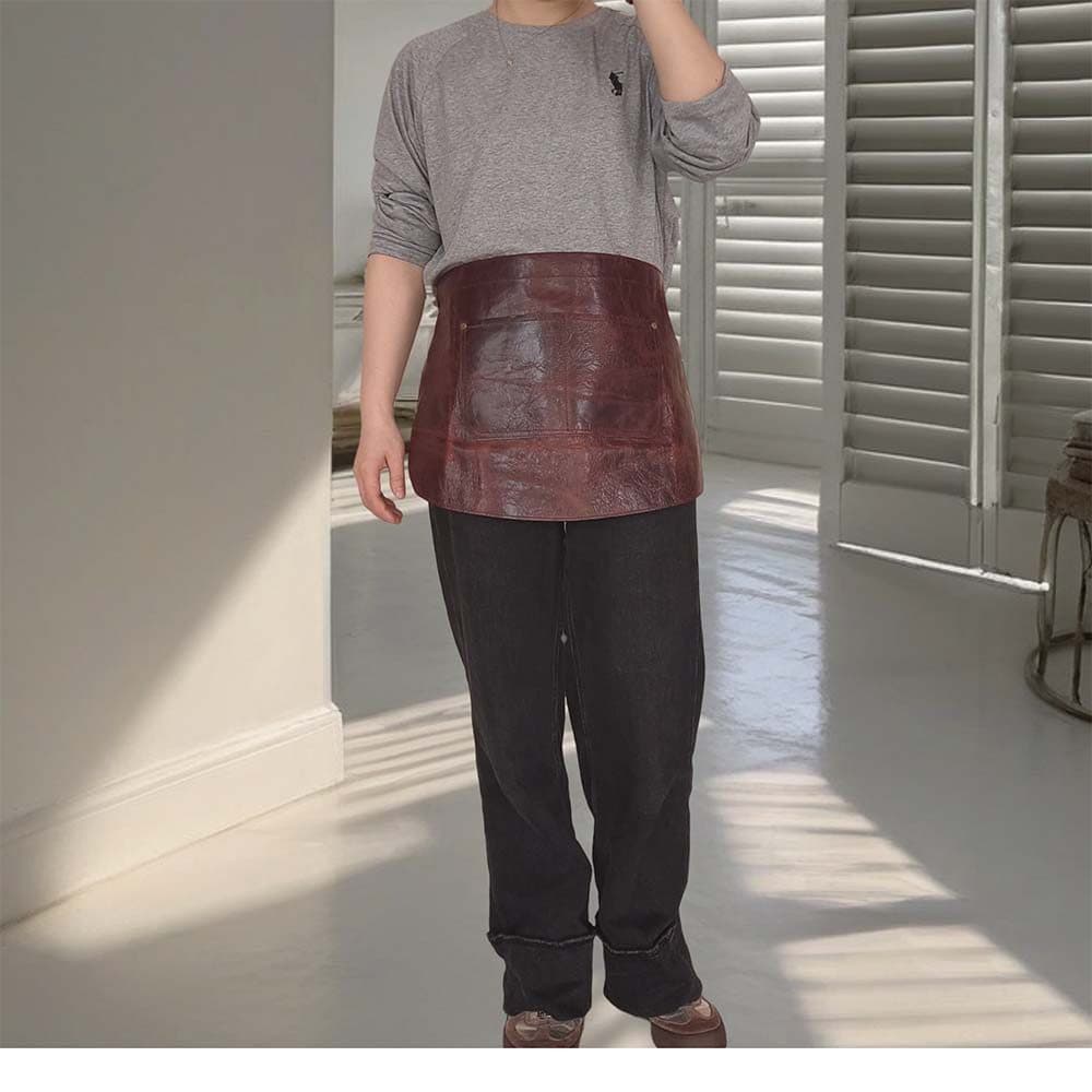 Saia de couro completa cozinha americana moda masculina avental de couro Workwear doméstico primeira camada de couro