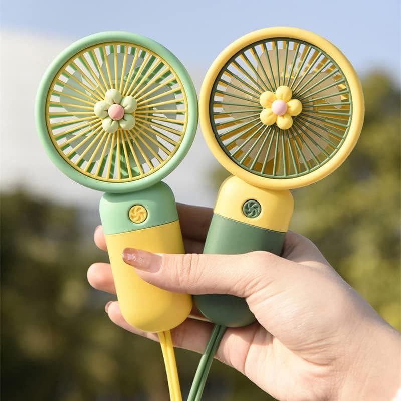 Mini ventilador portátil, ventilador de mão, ventilador de mesa pessoal com design temático de frutas e base com suporte