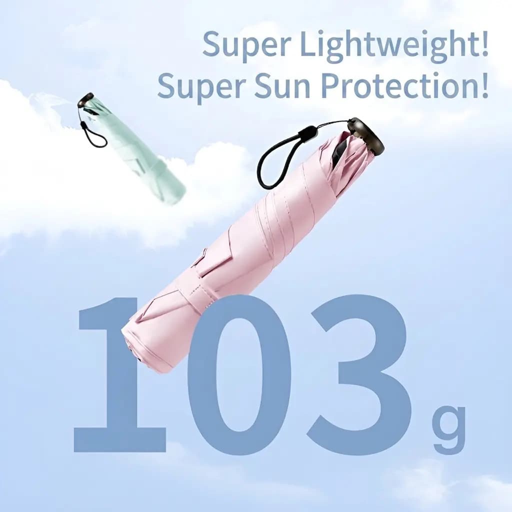 Guarda-chuva ultraleve de penas, guarda-sol compacto e portátil, proteção UV, triplo dobrável, bicolor.