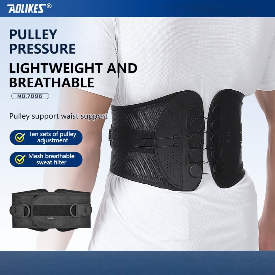 AOLIKES 1PCS Cinto De Suporte Lombar Ajustável Com Malha Respirável E Sistema De Corda De Polia