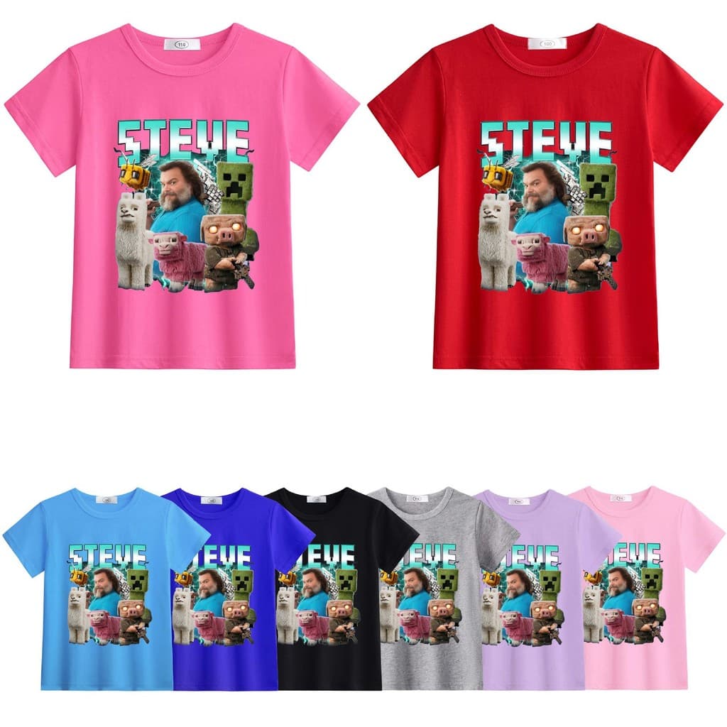 Pronto estoque novo estilo verão-STEVE jogo pequeno médio crianças roupas de verão luz camiseta de manga curta topo 6311