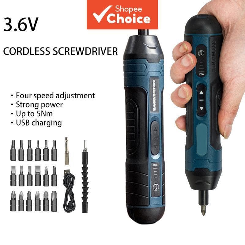 Mini Chave De Fenda Elétrica Sem Fio 3.7V , Conjunto De 2 Peças , Ferramenta Portátil Recarregável USB Para Casa , Faça
