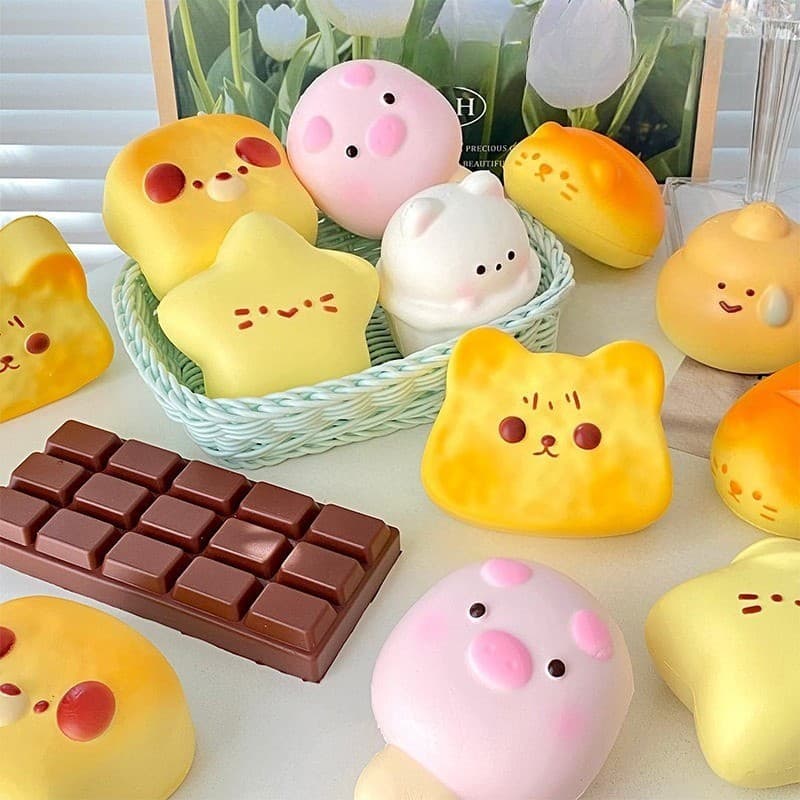 Kawaii Pão Macio Brinquedo Mole Lento Subindo Espremer Anti Estresse Liberação Bola Mão Relaxar Presentes