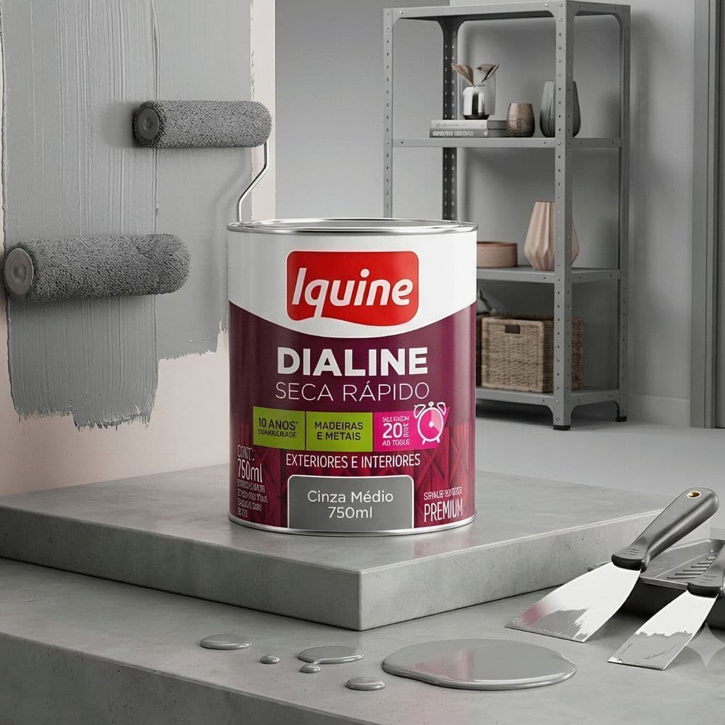 Tinta Esmalte Sintético Dialine Cinza Médio 750ml Alta Durabilidade