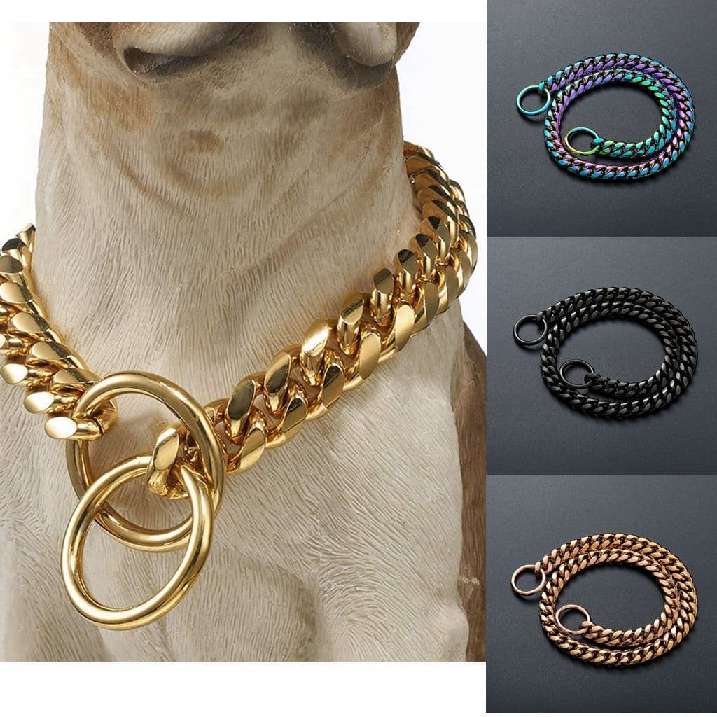 Corrente para cães de pequeno e médio porte de 10mm, em aço inoxidável, aço de titânio, corrente cubana dourada, colar p