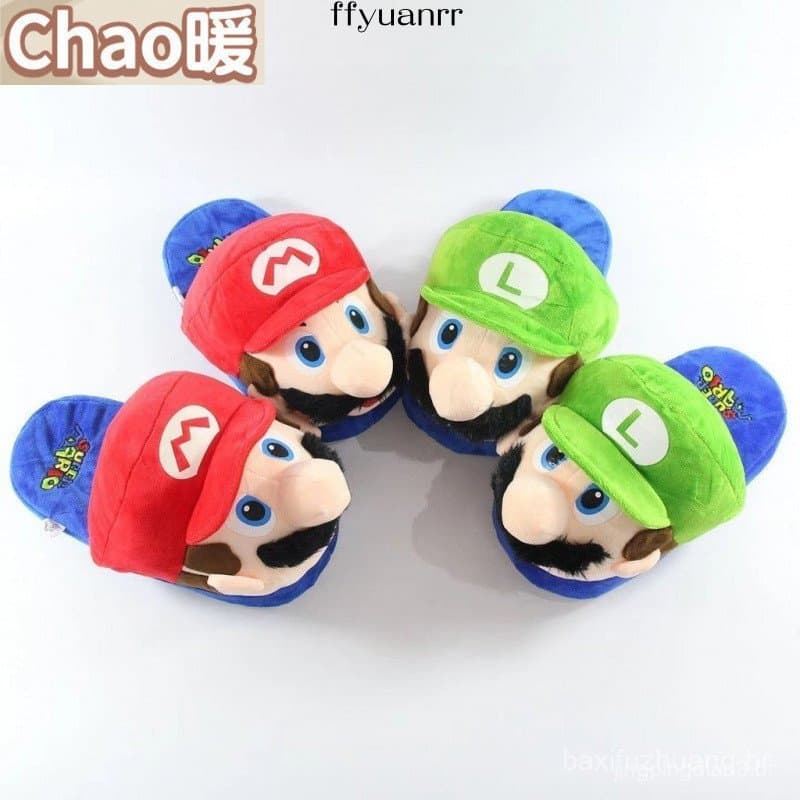 Super Mario Sapatos De Algodão Chinelos De Pelúcia Bonito Design Dos Desenhos Animados Outono E Inverno Interior Antider