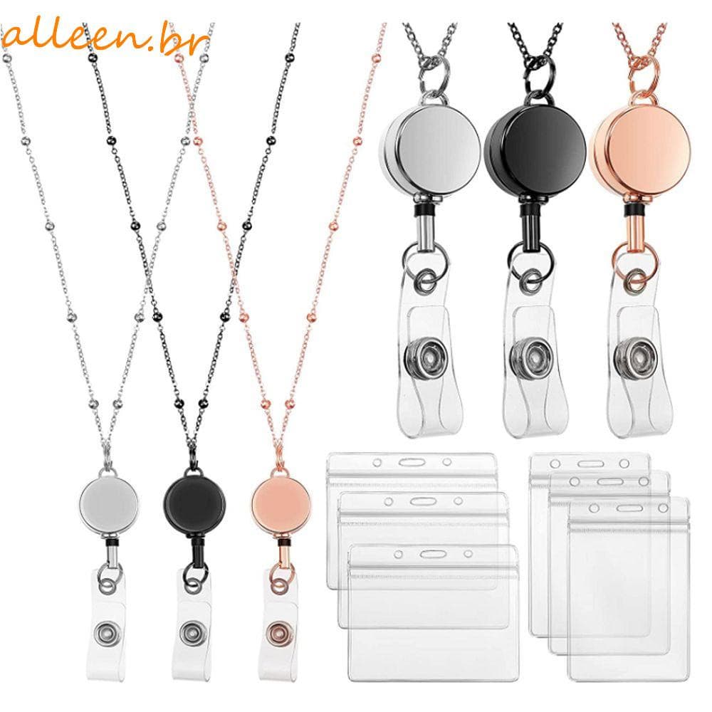 Cordão Retrátil para Crachá para Enfermeiros e Funcionários, Chaveiro Elegante para Cartão de Nome, Colar com Pingente F