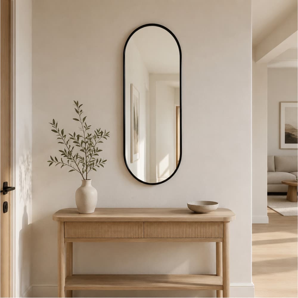 Espelho Oblongo 38x71cm Decorativo Preto ou Marrom