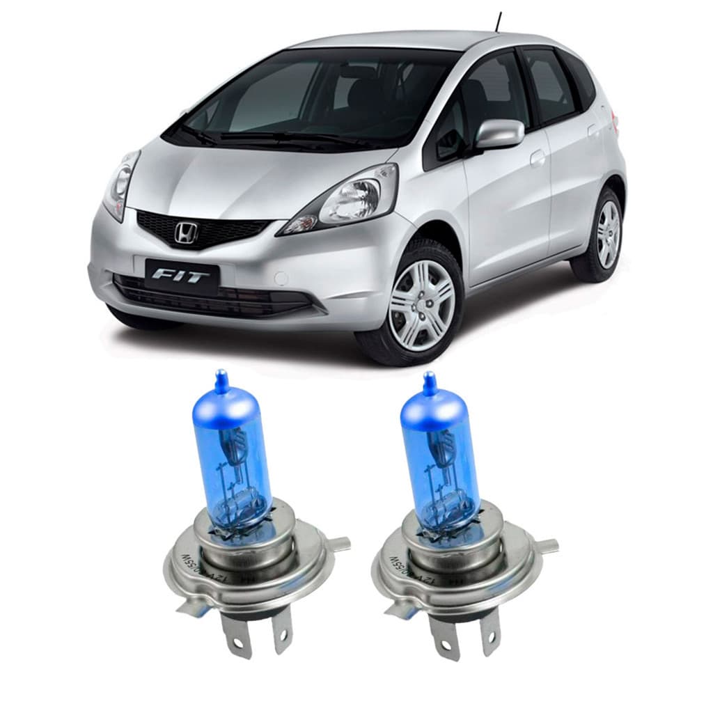 Par de Lâmpadas Super Branca Farol para Honda Fit 2008 2009 2010 2011 2012 2013 2014 2014 8500k H4