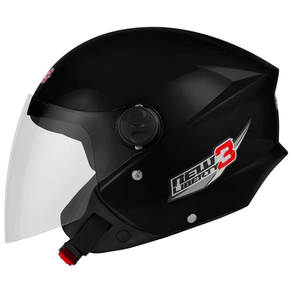 Capacete New Liberty Three Preto Aberto Com Viseira Cristal Certificado Inmetro