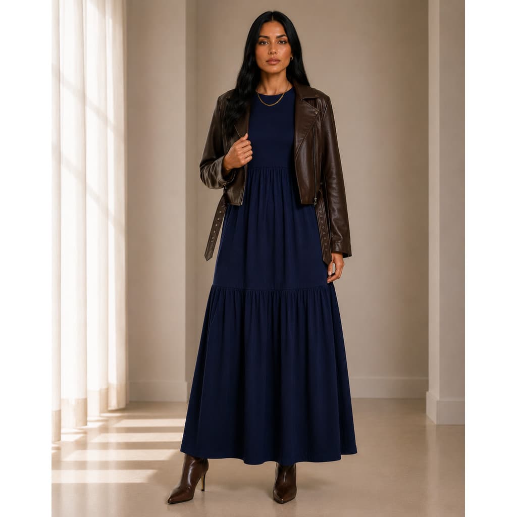 Vestido Longo Feminino Tecido de Malha Alta Qualidade Várias Cores Versáteis e Elegante - 502
